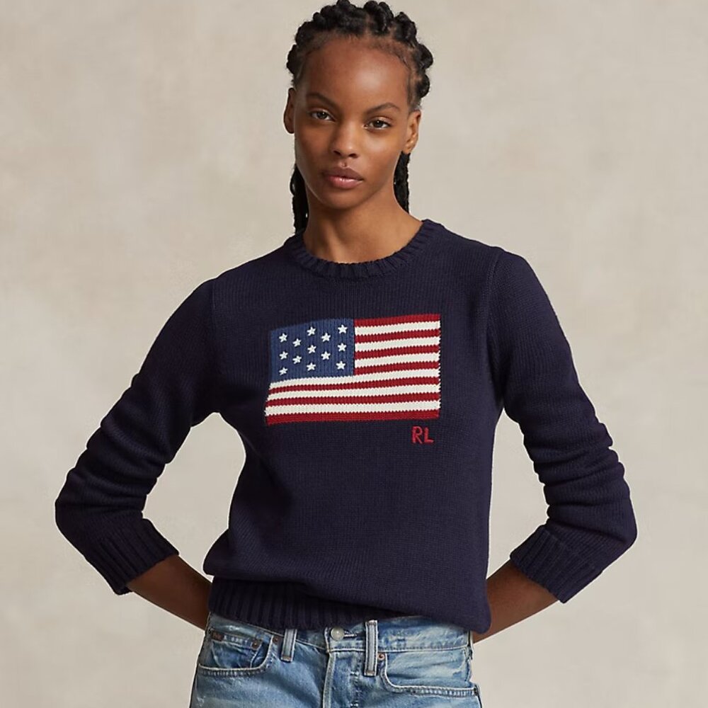 Polo Ralph Lauren: Flag Cotton Crewneck Sweater (Womens XS)